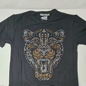 Black Graphic T-Shirt with Leopard Design Size Large Mens